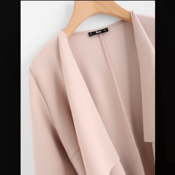 Waterfall Collar Pocket Front Wrap Coat - Picture 5 of 8